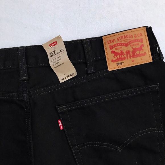 Levi's NWOT 505 Black Straight Leg Jeans Men 42 x 34 - Picture 7 of 8